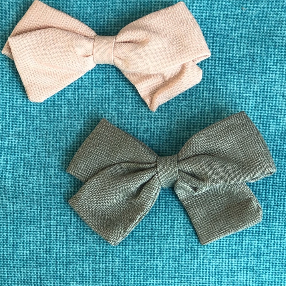 Linen Bow Clips - Picture 2 of 3